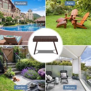 Tavolino Pieghevole in Rattan PE per Patio, Giardino e Arredamento da Esterno - Product Image 6