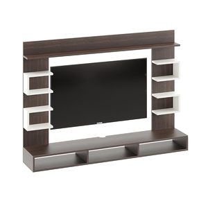 Meuble mural en bois composite pour téléviseur/support de décodeur avec étagères de présentation/support TV moderne/armoire/vitrine (Wengé et Blanc) - Product Image 2