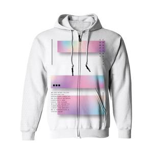 Sudadera con Capucha Negra para Hombre con Mangas con Degradado Arcoíris, Cierre Frontal con Cremallera, Estampado por Sublimación, Tejido de Poliéster, Estilo Urbano Otoñal - Product Image 2