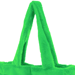 AKA Fur Tote Bag Green with Pink Soft <b>Plush</b> Shoulder Handbag <b>Large</b> Capacity Casual Shopping Travel Everyday Carry Fashion Tote - Product Image 4