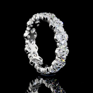 แหวนเพชรทรงกลมเพาะเลี้ยงในห้องปฏิบัติการ ประดับเพชรแบบ Eternity Band ตัวเรือนชุบโรเดียม ทอง 10K 14K 18K เงิน 925 935 ของขวัญสำหรับงานหมั้น - Product Image 4