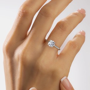 Bague de fiançailles solitaire en diamant de laboratoire taille ronde 1,75 carat, or blanc 14 carats, bijoux fins classiques pour mariée, vente en gros personnalisée - Product Image 4