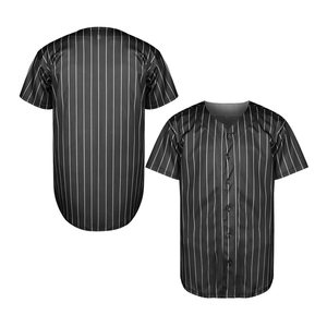 En gros Maillot de baseball à rayures fines pour hommes, chemise de sport unie à boutons, personnalisable pour équipe, respirant, pour l'entraînement - Product Image 1