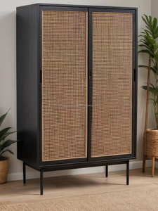 Armoire minimaliste moderne en bois massif avec tiroirs et porte pour chambre à coucher maison hôtel appartement ou villa meubles - Product Image 3