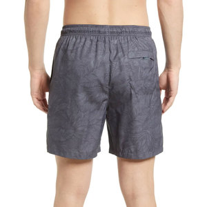 Short de bain décontracté pour homme à motif feuille gaufrée, taille élastiquée avec cordon de serrage, séchage rapide, longueur courte, taille mi-haute, gris - Product Image 3