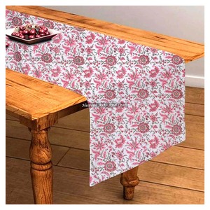 Custom Made 100% Cotton Fabric Hand Block Printed Table <b>Runners</b> For Home & Hotels In Beautiful Flower Design For Wedding Events - Product Image 6