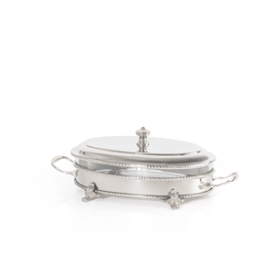 Recipiente redondo de lujo para calentar comida, de acero inoxidable y vidrio, para buffet, catering, hotel, con tapa elegante. - Product Image 5