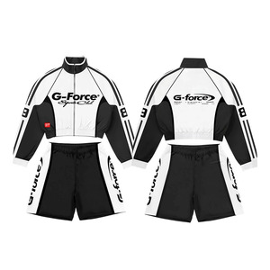 Premium 200 GSM Polyester Interlock T Shirt And Shorts Set Black <b>White</b> <b>Panel</b> Sublimation Custom Logo 2 Pieces Sets - Product Image 1