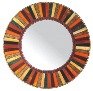 Round Blue <b>White</b> Mosaic Glass <b>Mirror</b> Handmade Bohemian Decorative Wall <b>Mirror</b> for Home Bedroom Living Room Bathroom Decor - Product Image 5