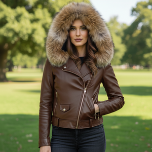 Women's Genuine Sheep Skin Leather Breathable Bomber Jacket Winter Streetwear Biker Style Real Leather Jacket Moto Jacket - Product Image 3