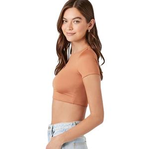 Crop tops pour femmes, coupe ajustée, personnalisables, en gros, légers, 100% coton extensible, unis, courts, tendance, pour l'été - Product Image 4