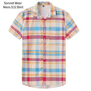 Chemise décontractée à manches courtes pour homme, à carreaux, avec col et poche, pour l'été - Product Image 4