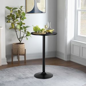 24-Inch Modern Style Round Cocktail <b>Table</b> with Metal Base and MDF Top for <b>Bar</b> Settings - Product Image 2