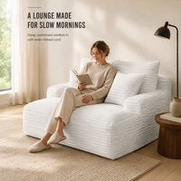 SINOMAX OEM ODM Personnalisable Grande Chaise Longue Intérieure Trois Places Canapé en Tissu sans Structure Canapé-Lit Doux en Coton Côtelé