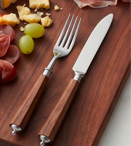 Ensemble de couverts minimalistes avec manches en bois, couteau et fourchette en acier inoxydable, compatibles lave-vaisselle, pour les dîners de mariage - Product Image 3