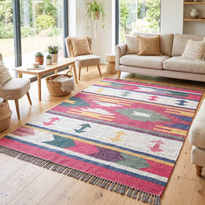 Alfombra Kilim Tejida con Patrón Geométrico, Diseño Personalizado, Alfombra de Oración de Lujo Hecha a Mano, Alfombras Kilim Multiusos - Product Image 1
