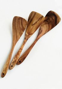 Ensemble de cuillères de cuisine en bois de qualité supérieure avec finition en bois naturel, comprenant une spatule, une louche et une cuillère à mélanger pour la cuisine - Product Image 2
