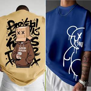 T-shirt unisexe oversize en coton tricoté épais 100 % – Col rond avec motif sérigraphié pour un style décontracté et vintage - Product Image 3