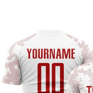 Maillot de football blanc personnalisé à col ras du cou et manches courtes, imprimé par transfert thermique, écologique, imperméable, 100 % polyester, anti-humidité - Product Image 5