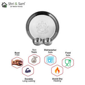 Ganesh Stainless Steel Pooja Thali Set Elegant <b>Dinnerware</b> Sets - Product Image 2