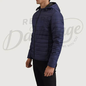 Chaqueta de invierno para hombre, azul marino, gruesa, cálida, con capucha, tipo parka, a prueba de viento, acolchada, para uso en exteriores. - Product Image 5