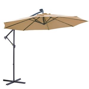 Parapluie de patio à LED solaire à réglage facile à ouvrir de 10 pieds Parapluie suspendu en porte-à-faux extérieur avec 32 lumières LED - Product Image 1