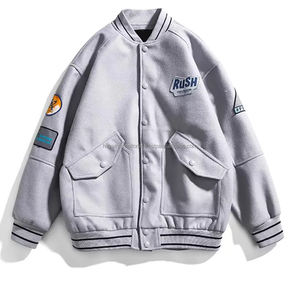 OEM ที่กำหนดเองเย็บปักถักร้อย Ptaches ฤดูหนาว100% ผ้าฝ้ายขนแกะมหาวิทยาลัยผู้ชายแจ็คเก็ตตัวแทน - Product Image 5