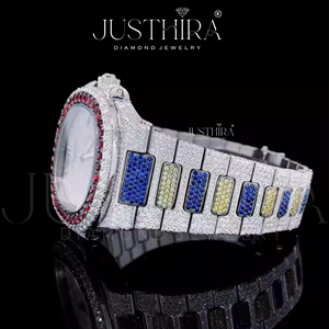 Reloj de Lujo con Diamantes Moissanite en Oferta, Estilo Hip Hop, Correa de Acero Inoxidable Resistente, Resistente al Agua, Disponible para la Venta - Product Image 4