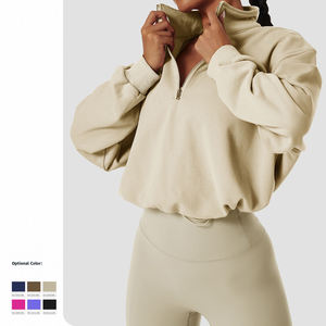 Women’s Quick Dry Crop Zip Hoodie Fitness <b>Workout</b> Running Yoga Sports <b>Jacket</b> - Product Image 5