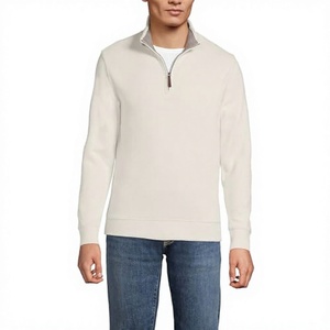 Men's Cream <b>Quarter</b> <b>Zip</b> Knitted <b>Sweater</b> Regular Fit Solid Color Stand Collar Autumn Wear Best Quality New Streetwear Style Solid - Product Image 2