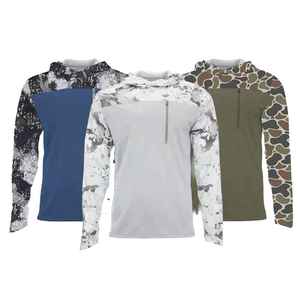Chemise de pêche à manches longues pour homme, unie, UPF 50, respirante, séchage rapide, 100 % polyester, haut de sport avec fermeture à enfiler - Product Image 1