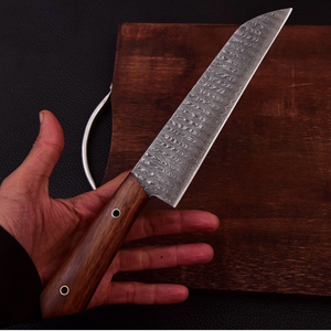 Couteau de Chef SM Knives 2026 de Haute Qualité en Acier Damas Écologique de Grade Industriel, Manche en Bois Fait Main, Lame à Pointe Tombante, Biseau 13 - Product Image 6