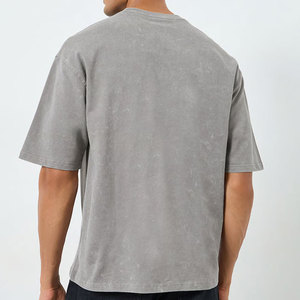 T-shirt décontracté 100 % coton respirant coupe classique col rond délavé à l'acide pour homme – Qualité supérieure, service OEM - Product Image 2