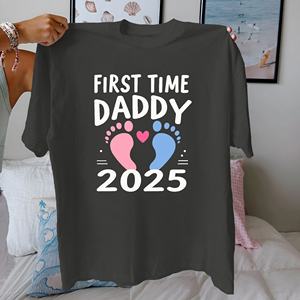 Footprints FIRST TIME DADDY T-shirt femme 2025 pur coton coupe confortable - Product Image 1