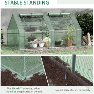 Serra da Giardino Portatile con Due Coperture in PE/PVC, Telaio in Acciaio, 2 Finestre Avvolgibili - 6 X 3 X 3 Hot House - Product Image 4