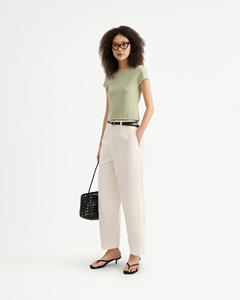 Camiseta de Manga Corta para Mujer, Cuello Redondo, Corte Ajustado, Color Sólido, Algodón y Rayón, Transpirable, Secado Rápido, Verano, Vietnam - Product Image 5