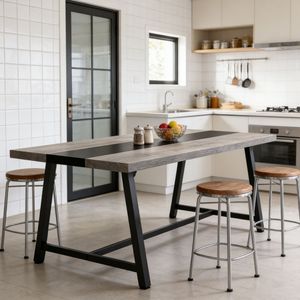 Mesa de Comedor Sólida Ovalada, Muebles de Comedor con Patrón Rectangular Hechos de Piedra Sinterizada, Material de Mármol - Product Image 2