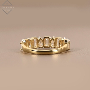 Bague d'éternité en or jaune avec diamants taille poire émeraude, pour mariage, anniversaire, cadeau pour femme, fournisseur de bijoux - Product Image 3