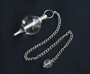 <b>High</b> Quality Natural Clear Quartz Crystal Sphere Silver Chain Model Dowsing Pendulum Gemstone Ball Handmade Customized Sizes - Product Image 1