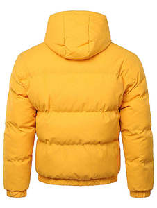 Men's Black Hooded Puffer <b>Jacket</b> Winter Warm Thick Quilted Windproof Casual Outerwear Zipper Closure Solid Color - Product Image 2