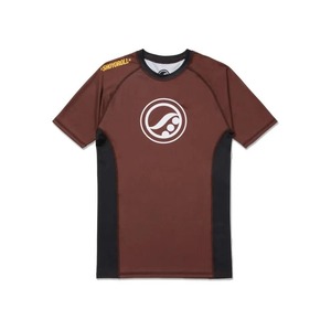 Lot professionnel de Shoyorol brun # 112 Rashguard d'entraînement respirant à séchage rapide 100% polyester à manches courtes MMA BJJ No Gi - Product Image 1