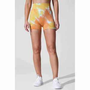 Women's High Waist Tie Dye Sporty Shorts Knitted Spandex Polyester Elastic Waist Breathable Regular Fit - Product Image 3