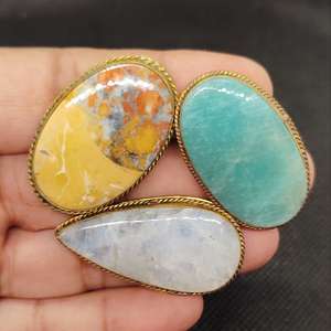 Best Selling Gemstone with brass for jewelry ring making, natural stone jewelry parts for create unique design. - Product Image 1