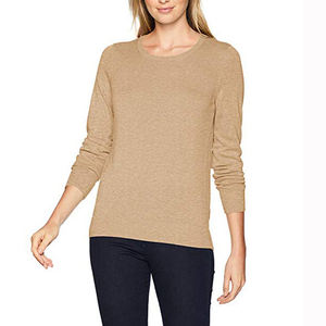 Pull en tricot à col rond pour femme, manches longues, couleur unie, coupe classique, vêtements d'automne, 100% acrylique - Product Image 1