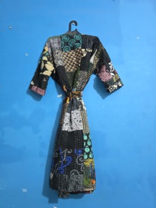 Veste Kantha faite main, Kimono japonais, Robe de plage bohème, Manteau ceinturé, Printemps-Été, Décontracté, Patchs en soie, Respirant, Séchage rapide - Product Image 4