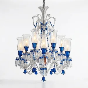 Lustre en cristal importé, 24 lumières, luxe, cristal bleu, luminaire de plafond pour salon, salle à manger, hôtel, décoration de mariage, premium - Product Image 1