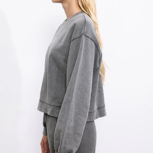 Proveedor Profesional de Fábrica: Sudadera de Felpa de Algodón con Lavado Ácido y Manga Larga para Mujer, Nuevos Estilos para Invierno con Entrega Rápida - Product Image 3