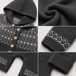 Monos acrílicos de <span class=keywords><strong>lana</strong></span> para recién nacidos, ropa de bebé de manga larga con capucha de punto, nuevo diseño - Product Image 6