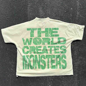 Camiseta Corta Oversize de Algodón 100% con Estampado Gráfico Vintage Personalizado para Hombre, Estilo Urbano, Impresión DTG Personalizada al por Mayor - Product Image 2