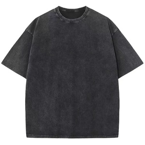 Camisetas casuales de manga corta con lavado ácido para hombre, camisetas con textura desgastada, tela de algodón transpirable, corte relajado, cuello redondo. - Product Image 5